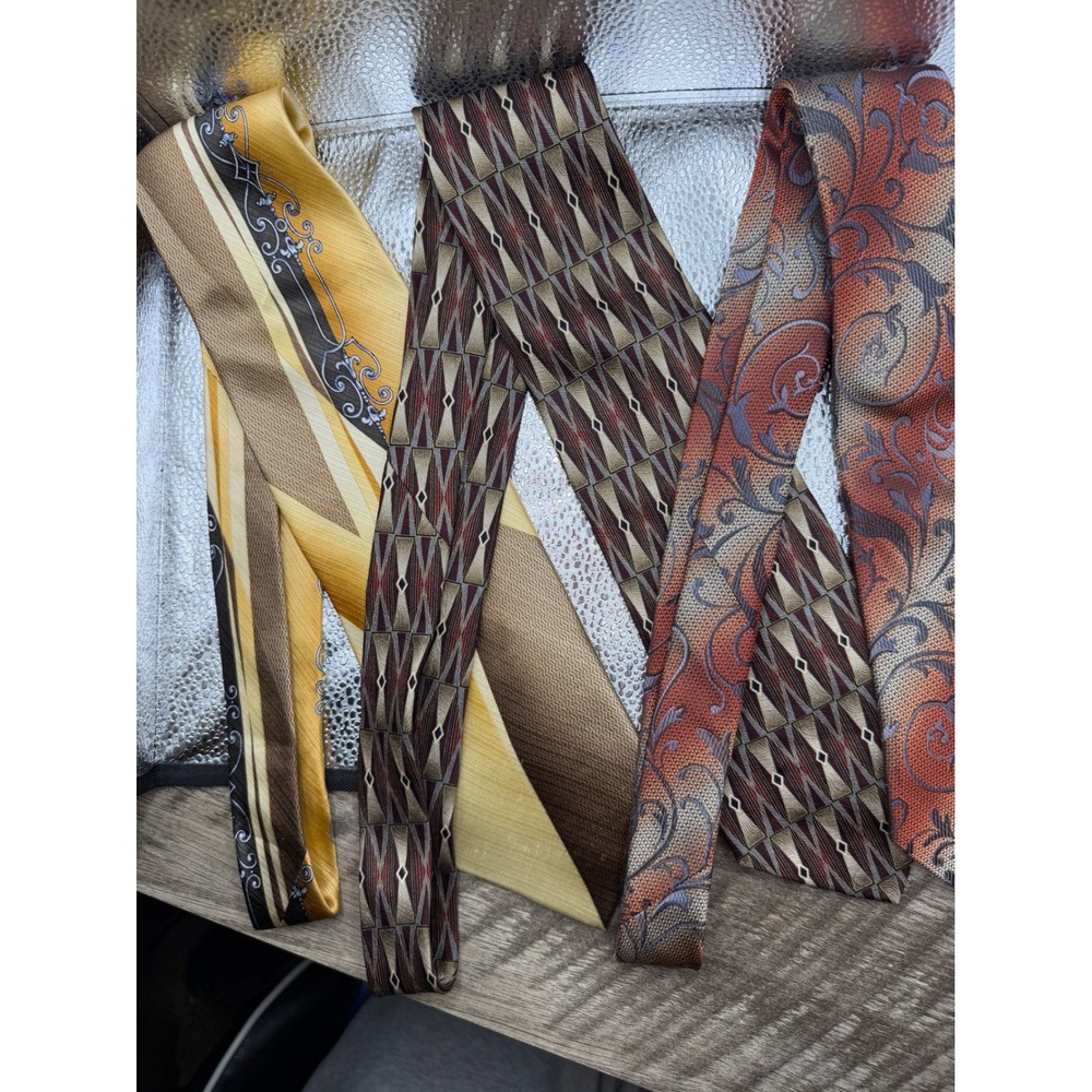 Vintage Mens Tie Lot John Blair Zylos Van Heusen Paisley Geometric 3 Pack Bundle